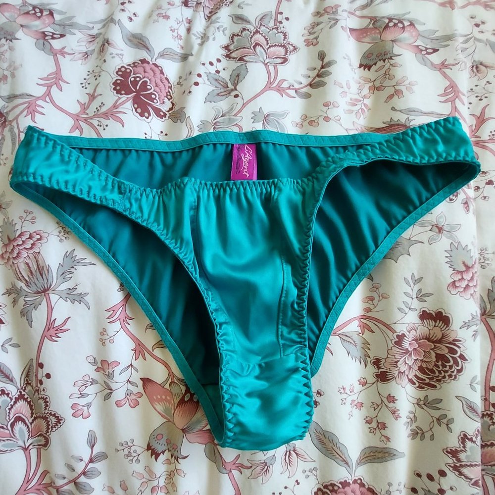 L'AGENT By AGENT PROVOCATEUR Danita Mini Brief Peacock Stretch Satin Size XS